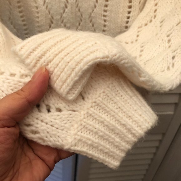 Loft women wool blend cream textured sweater, XS - Picture 4 of 6